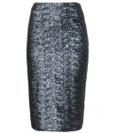 Tall Gunmetal Sequin Pencil Tube Skirt